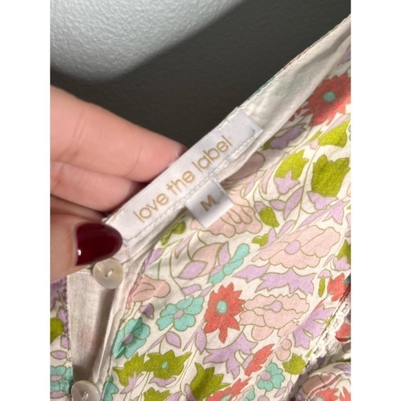 Love the Label Ines Floral Tiered Ruffle Mini Dress Cream Women's Size Medium - Picture 8 of 12